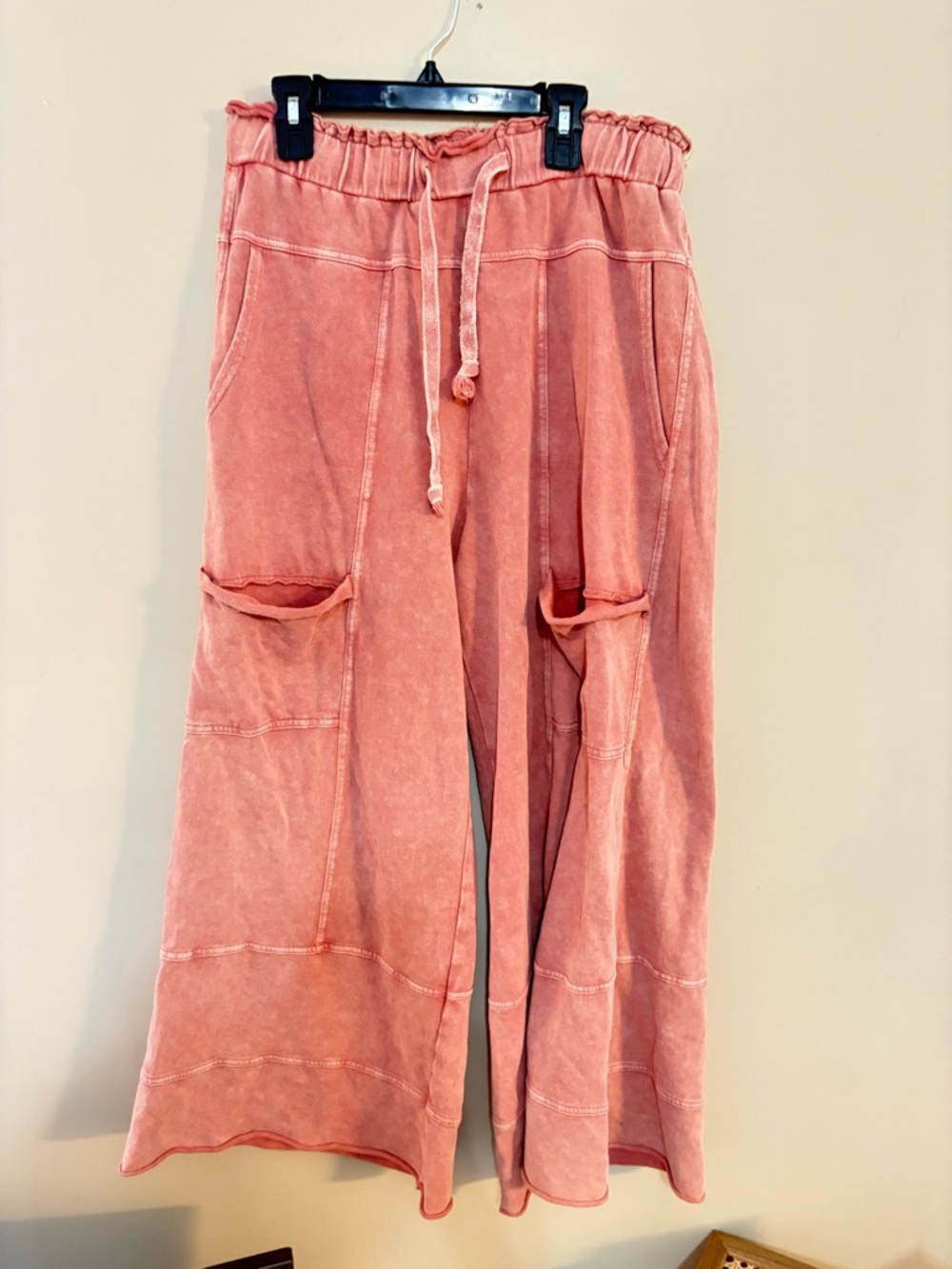 Wide Leg Cargo Lounge Pants in Dusty Coral